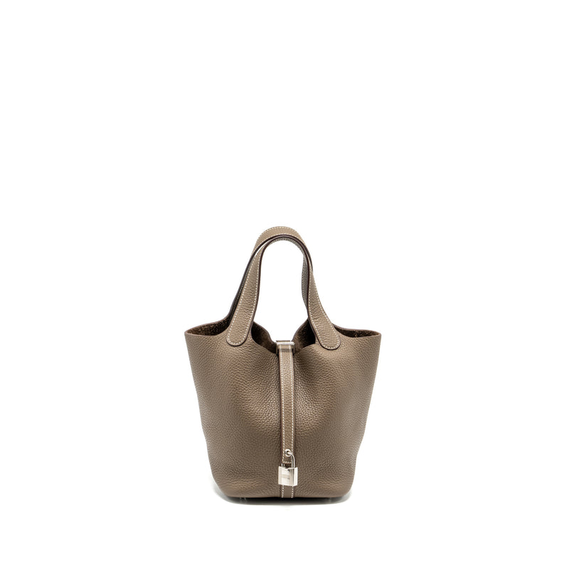 Hermes picotin 18 lock bag clemence Etoupe SHW stamp A