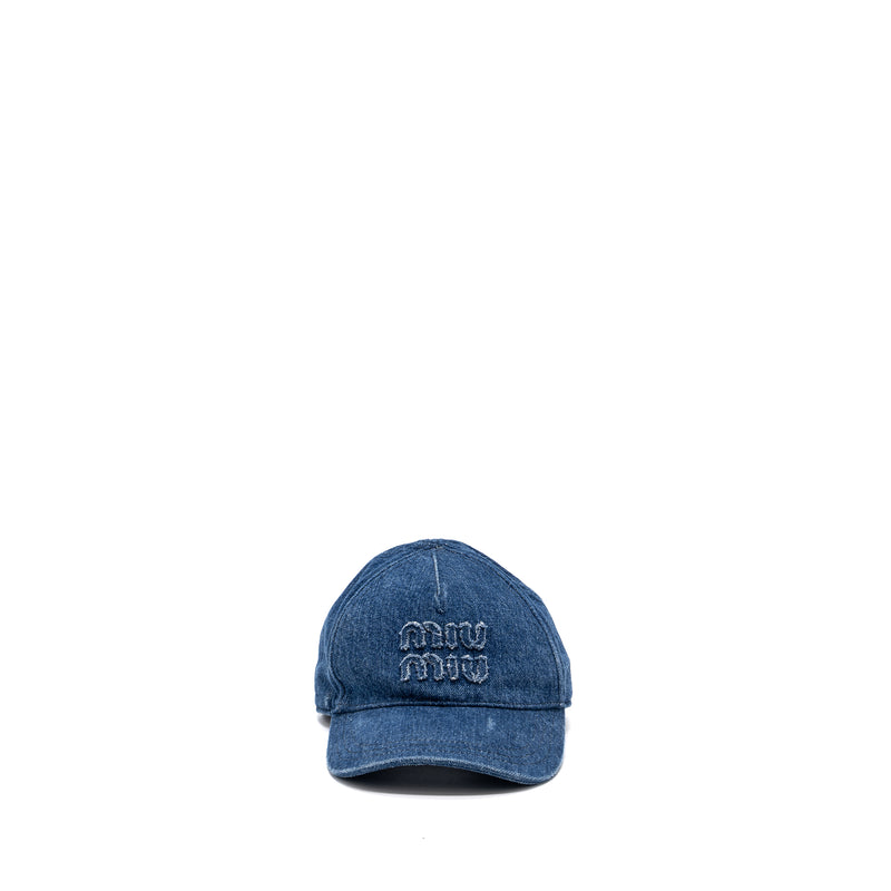 Miumiu Size S Logo Cap Denim Blue