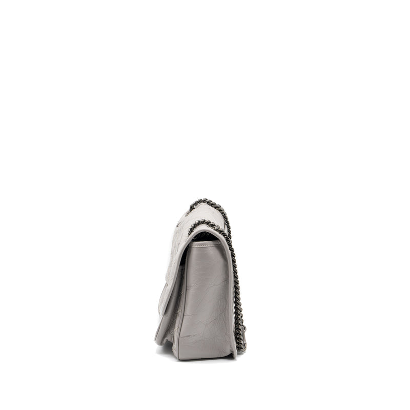 Saint Laurent Medium Niki Bag Calfskin Grey Ruthenium Hardware