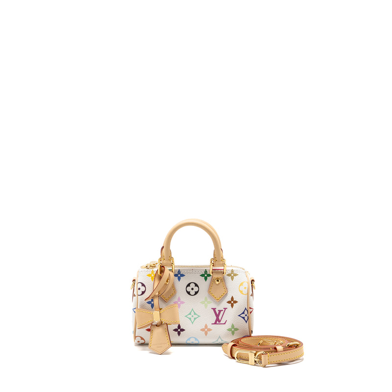 Louis Vuitton Takashi Murakami Nano Speedy Multicoloured Monogram Canvas White GHW
