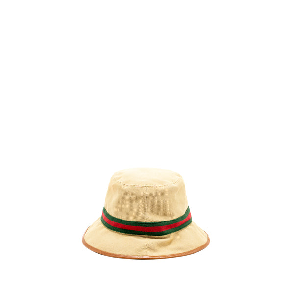 Gucci Size M Bucket Hat Canvas Brown GHW