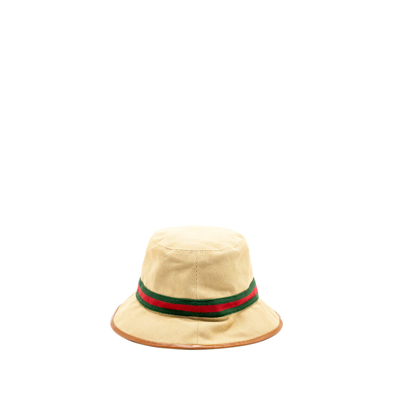 Gucci Size M Bucket Hat Canvas Brown GHW