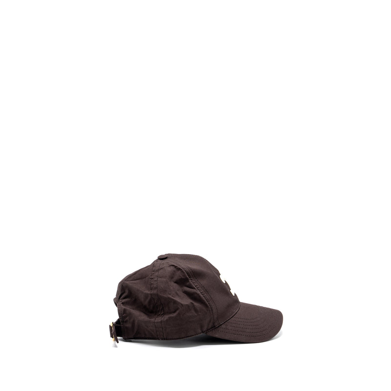 Celine Size S Triomphe Baseball Cap Cotton Cacao