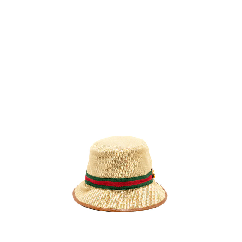 Gucci Size M Bucket Hat Canvas Brown GHW