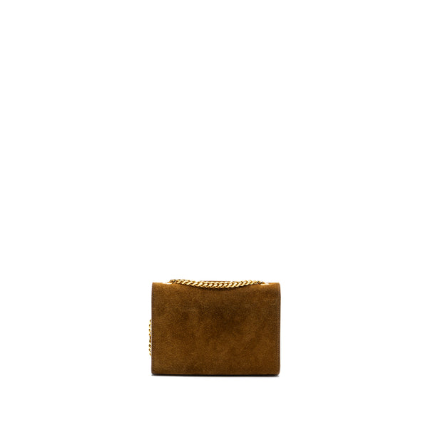 Saint Laurent Kate Chain Wallet with Tassel Suede Brown GHW