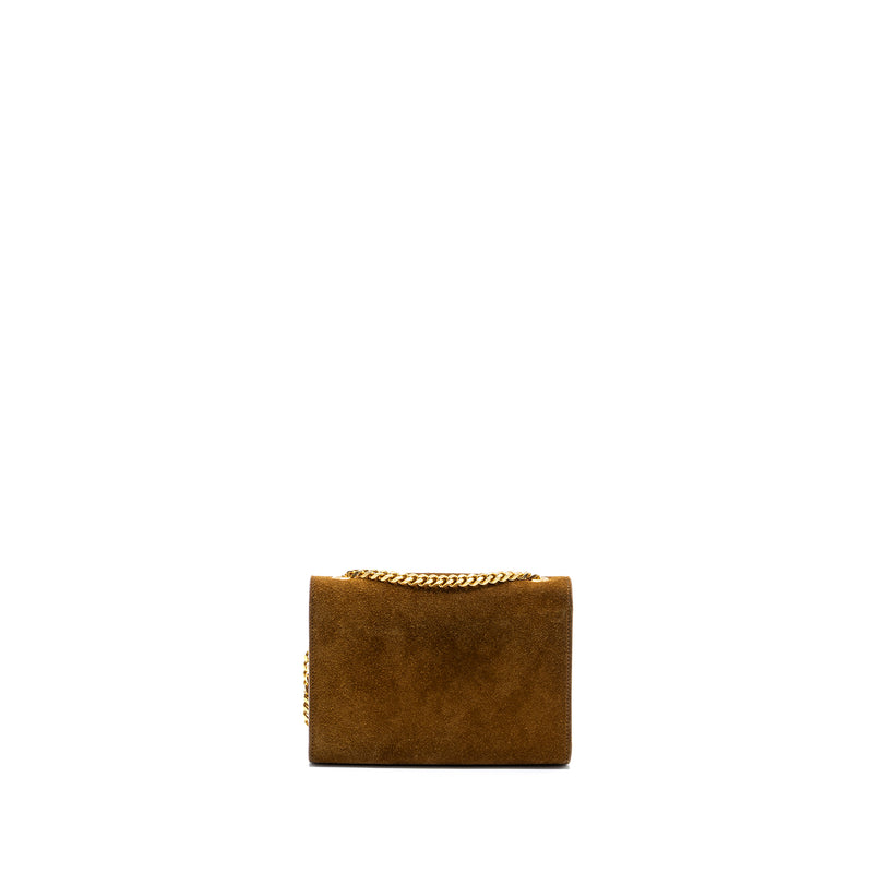 Saint Laurent Kate Chain Wallet with Tassel Suede Brown GHW