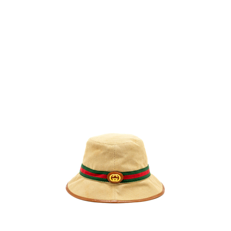 Gucci Size M Bucket Hat Canvas Brown GHW