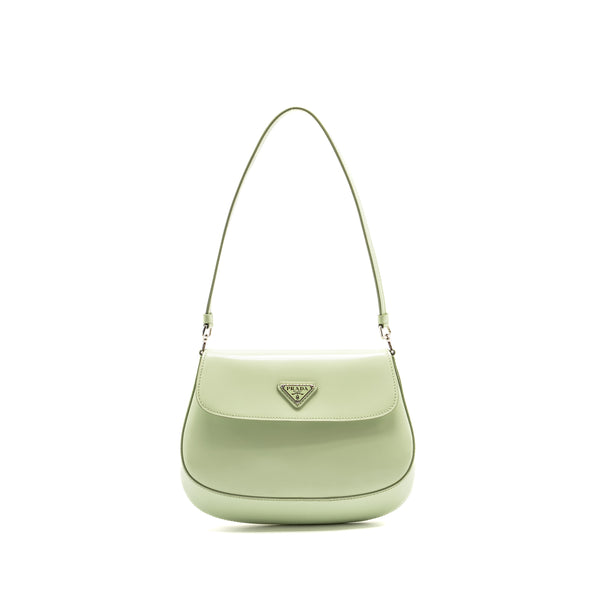 Prada Small Cleo Shoulder Bag Brushed Leather Light Green SHW