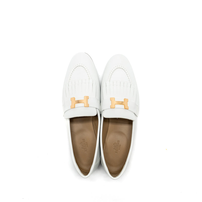Hermes size 40 Moccasin Royal Loafer White RGHW