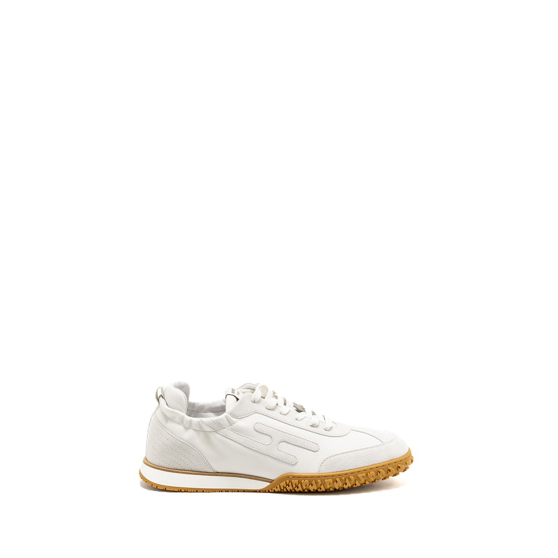 Hermes Size 43 Jet Sneaker Nappa/Suede Goatskin Blanc