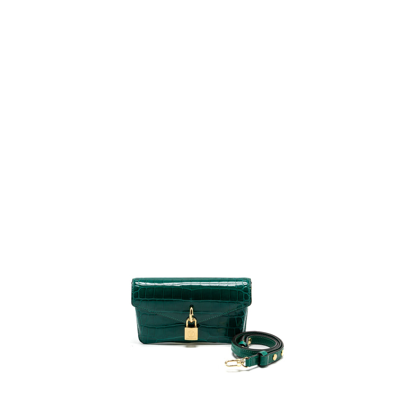 LOUIS VUITTON Padlock On Strap Crocodile Brillant Green GHW