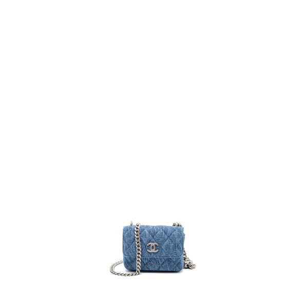 Chanel Coco Love Mini Clutch With Chain Denim Blue SHW(Microchip)