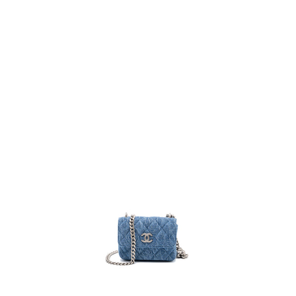 Chanel Coco Love Mini Clutch With Chain Denim Blue SHW(Microchip)