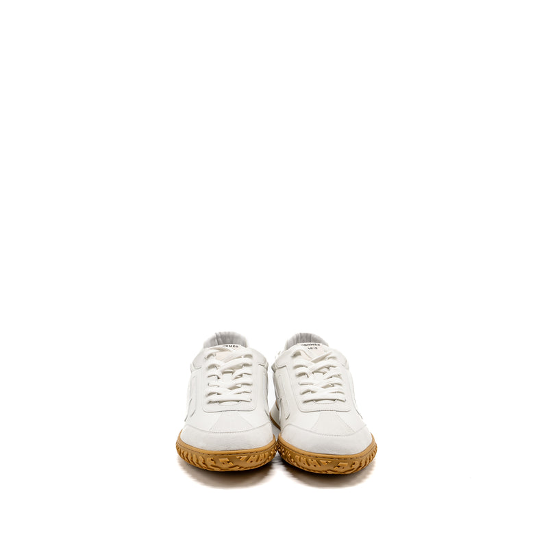 Hermes Size 43 Jet Sneaker Nappa/Suede Goatskin Blanc