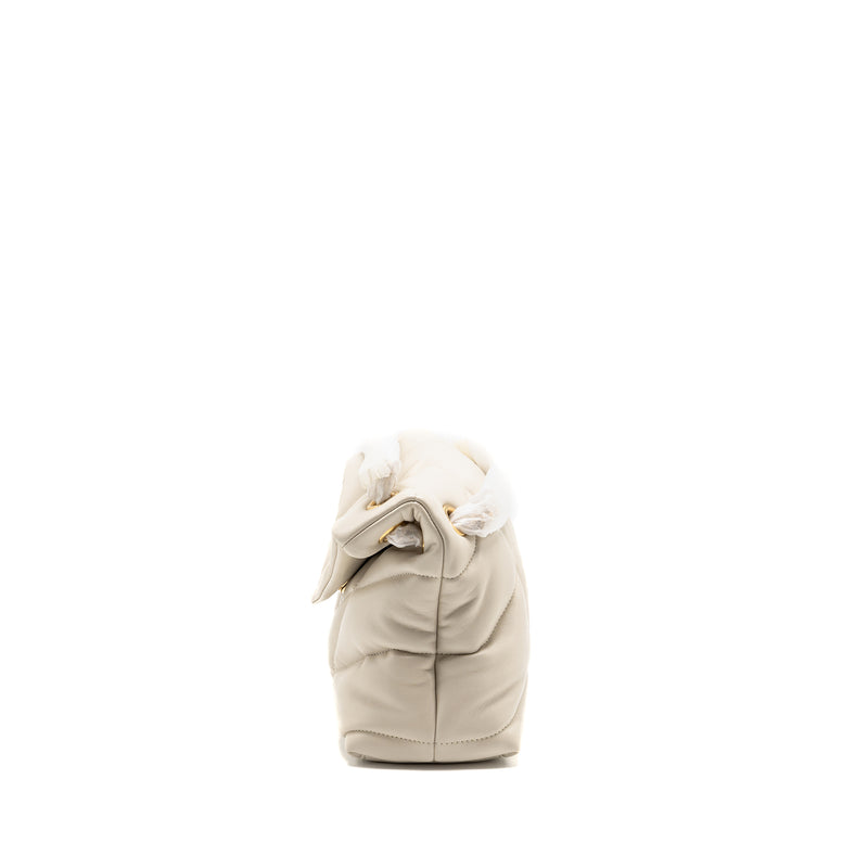Saint Laurent/YSL Small Loulou Puffer Shoulder Bag Lambskin Blanc Vintage GHW
