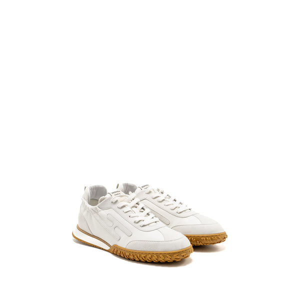 Hermes Size 43 Jet Sneaker Nappa/Suede Goatskin Blanc