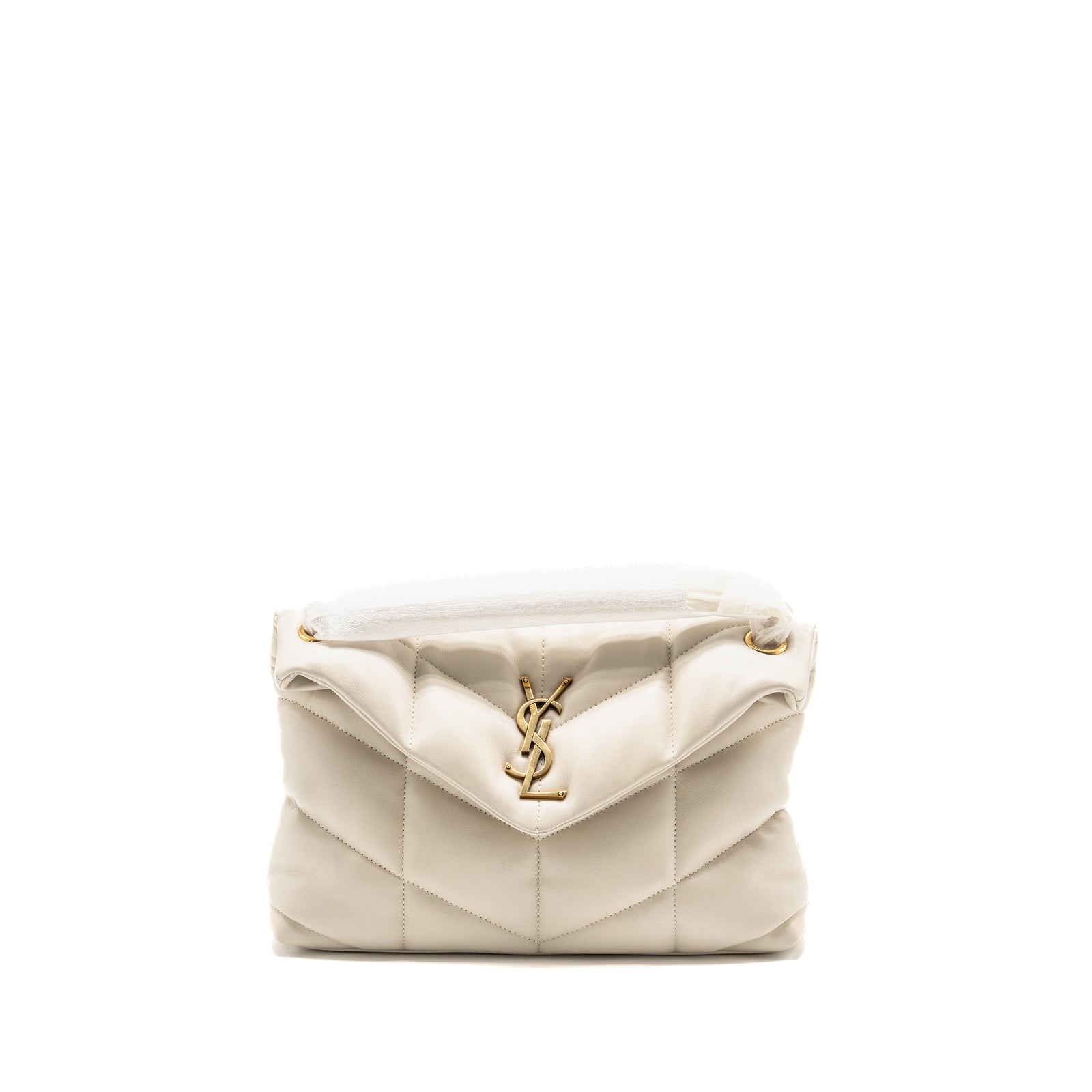 Saint Laurent/YSL Small Loulou Puffer Shoulder Bag Lambskin Blanc Vint