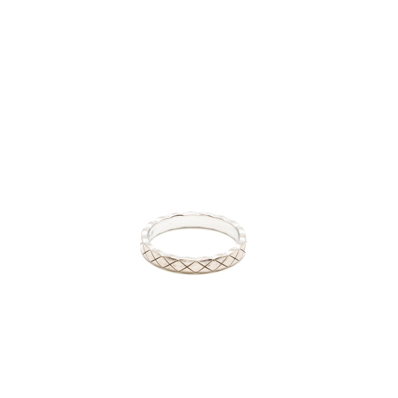 Chanel Size 56 Coco Crush Ring, Mini Version Quilted Motif White Gold