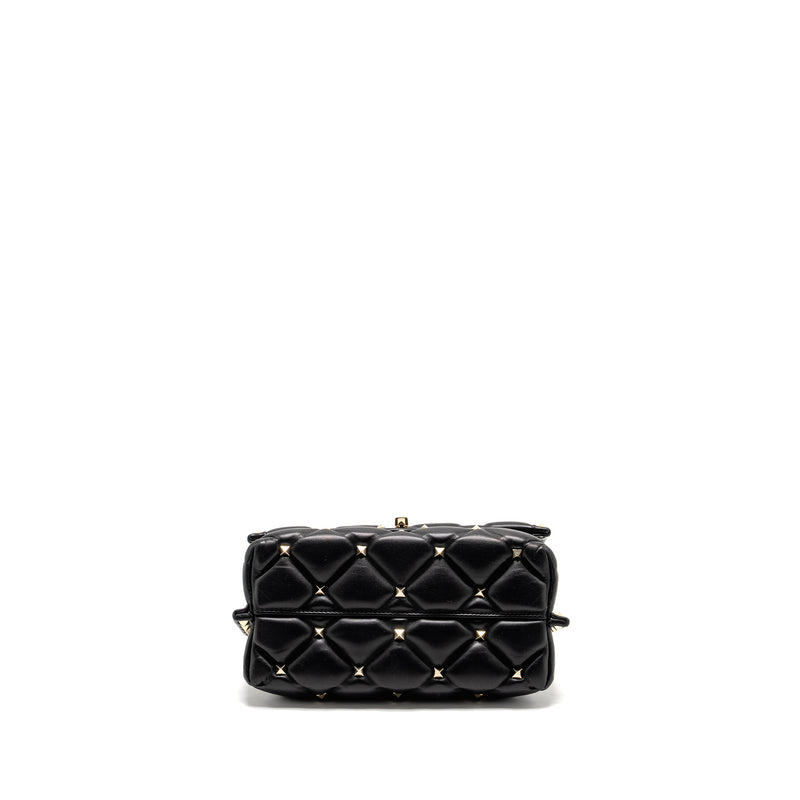 Valentino Top Handle Quilted Candystud Flap Bag Lambskin Black LGHW