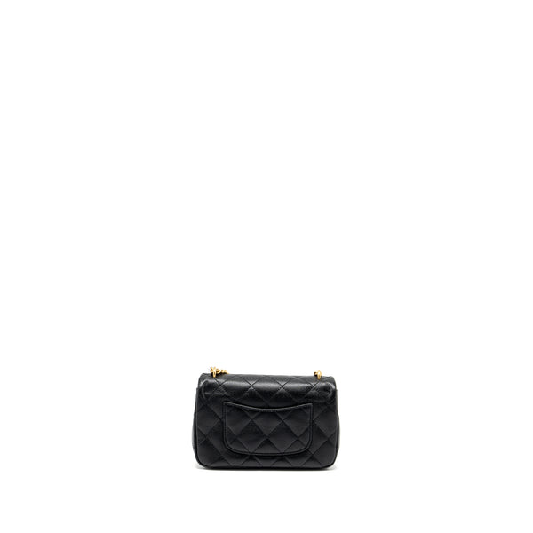 Chanel 24p Coco Love Mini Flap Bag Adjustable Chain Caviar Black GHW(Microchip)