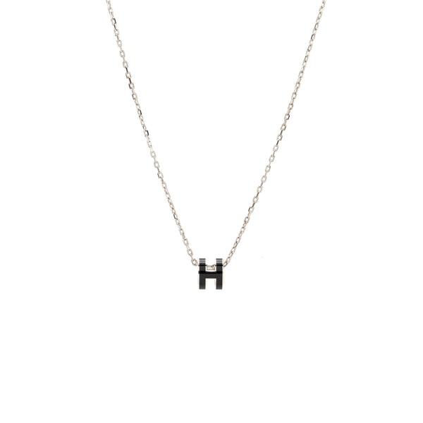 Hermes Mini Pop H Pendant Black SHW
