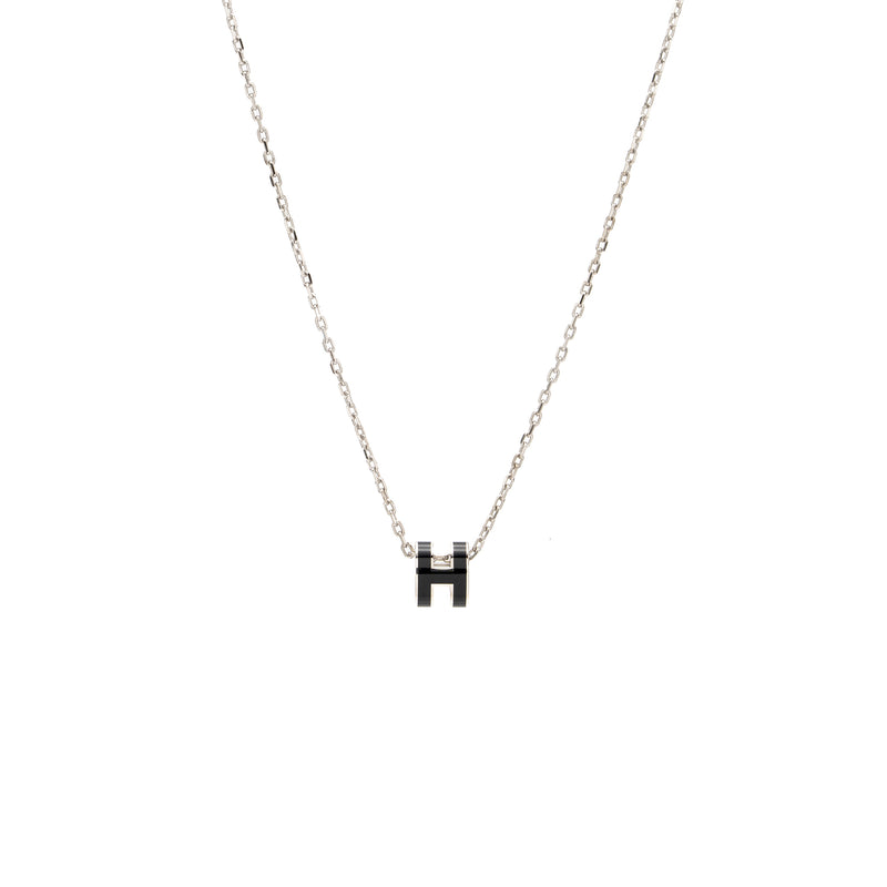 Hermes Mini Pop H Pendant Black SHW