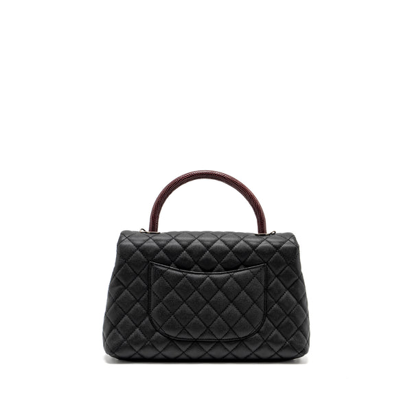 Chanel Medium coco handle caviar / lizard handle black / burgundy ruthenium hardware