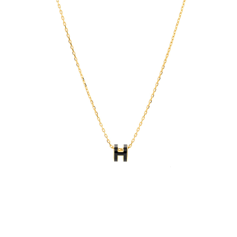 Hermes Mini Pop H Pendant Black GHW