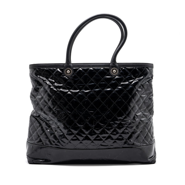 Chanel giant zip shopping bag patent black ruthenium hardware