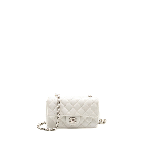 Chanel mini Rectangular Bag Flap Bag Caviar White SHW