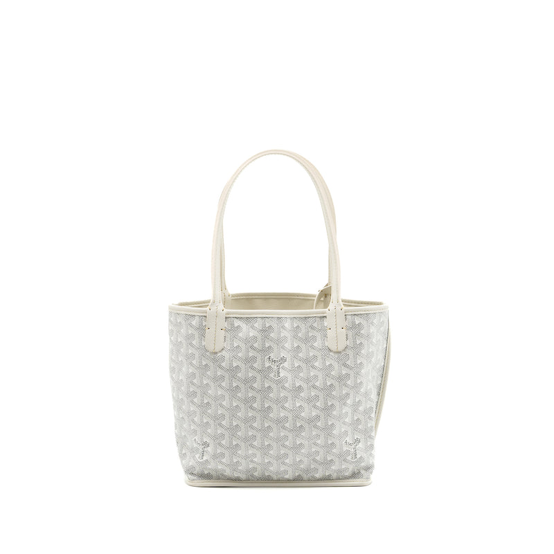 Goyard mini Anjou tote bag goyardine canvas white SHW