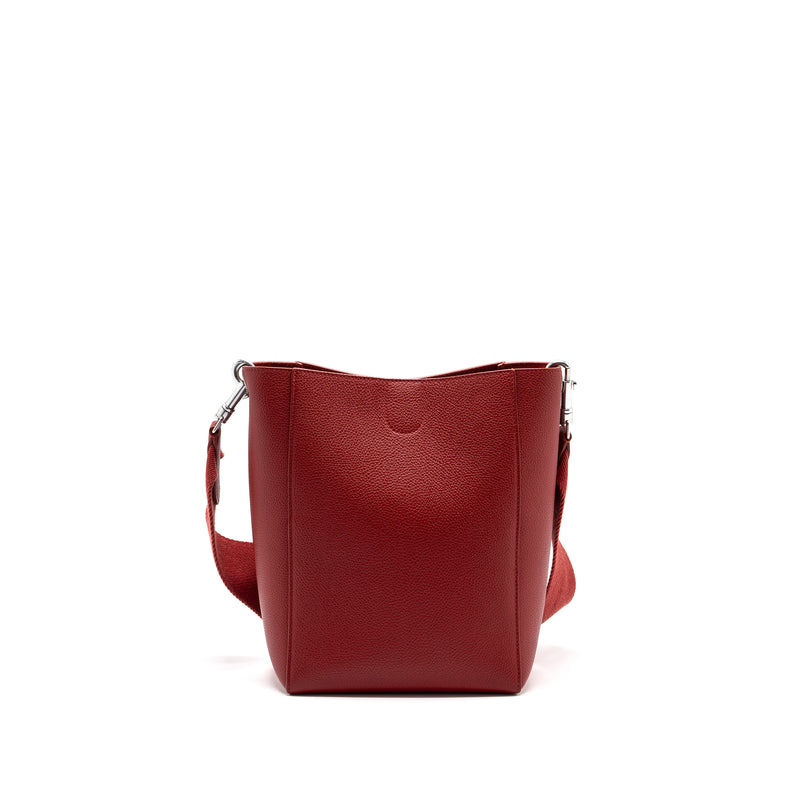 Celine Sangle Small Bucket Bag Grained Calfskin Red SHW