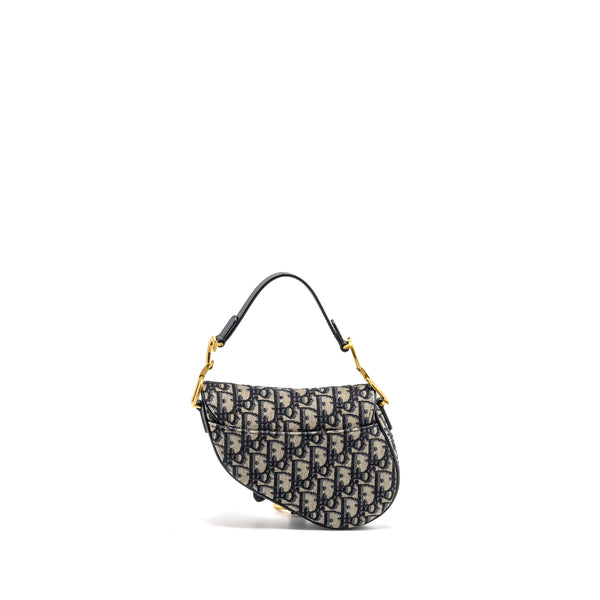 Dior Mini Saddle Bag Oblique Jacquard Blue GHW