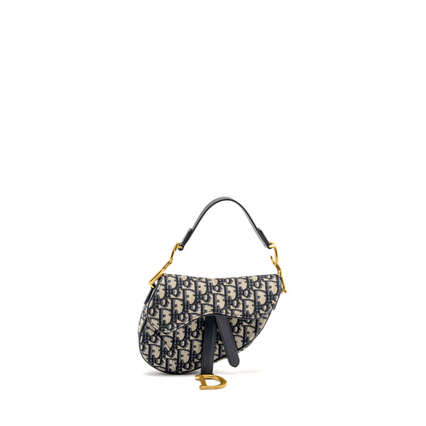 Dior Mini Saddle Bag Oblique Jacquard Blue GHW