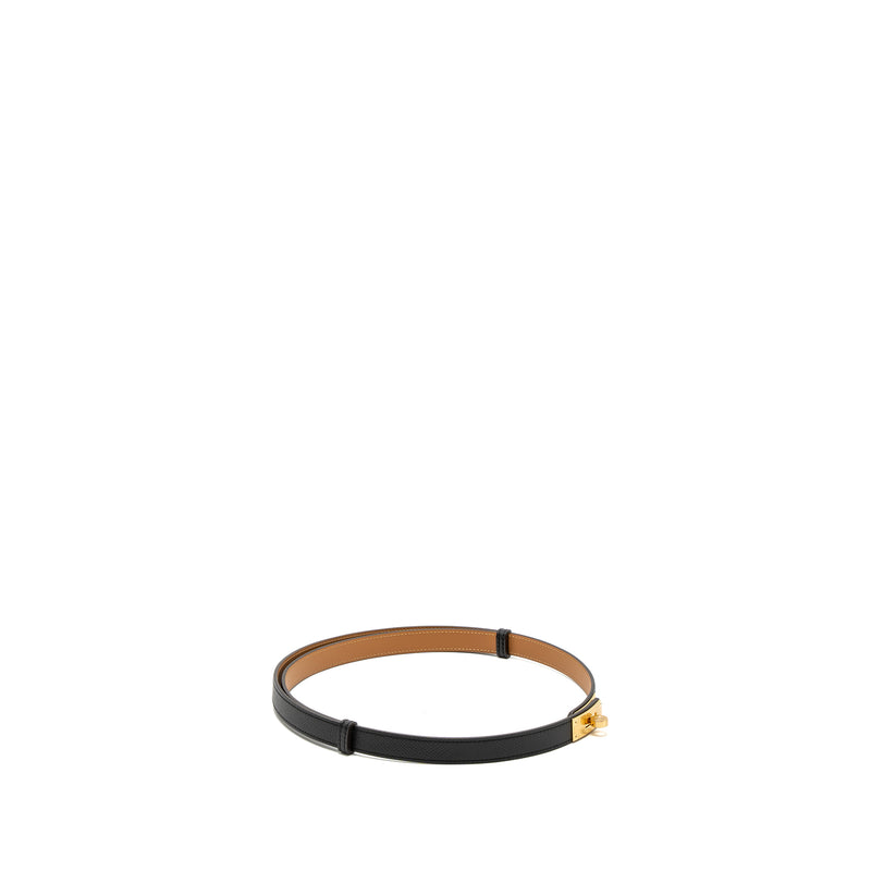 Hermes Kelly Belt Epsom Black GHW Stamp Z