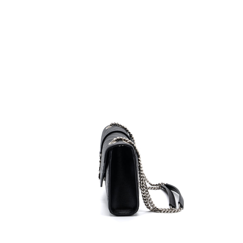 Saint Laurent/YSL Envelope Medium Chain Bag Grained Calfskin Mix Matelasse Black SHW