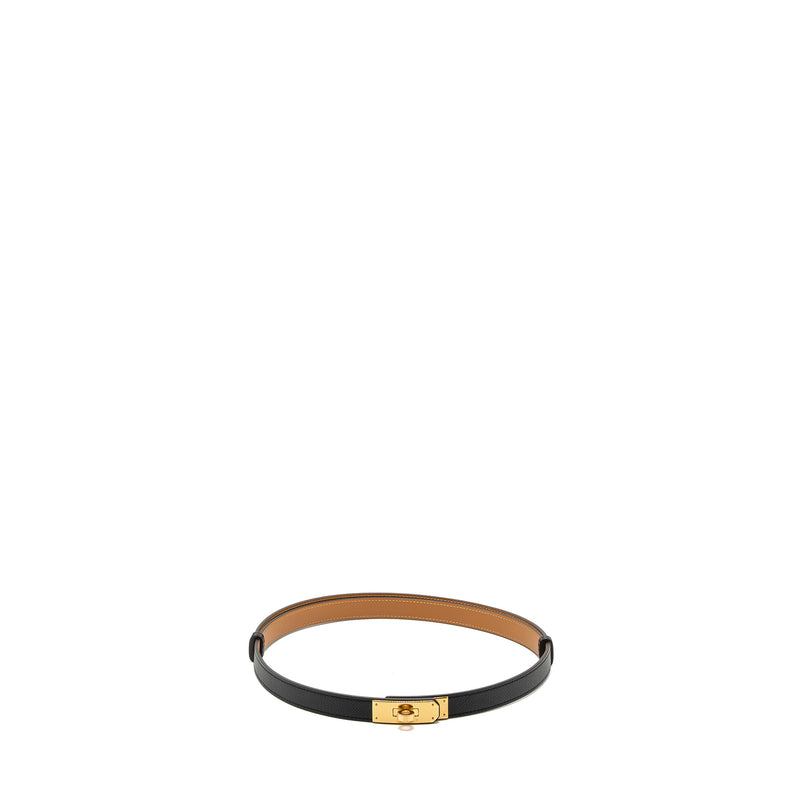 Hermes Kelly Belt Epsom Black GHW Stamp Z