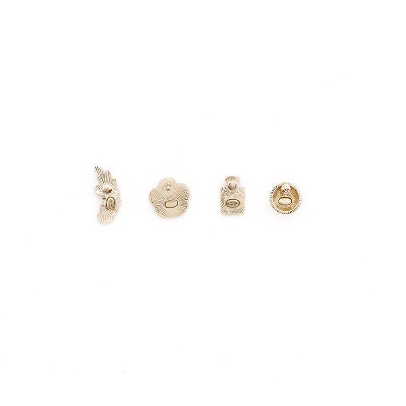 Chanel 4 Pins Brooch Crystal/ Pearl LGHW