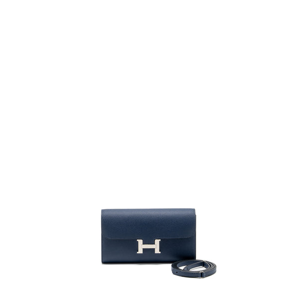 Hermes Constance to go Epsom Bleu Navy SHW Stamp B