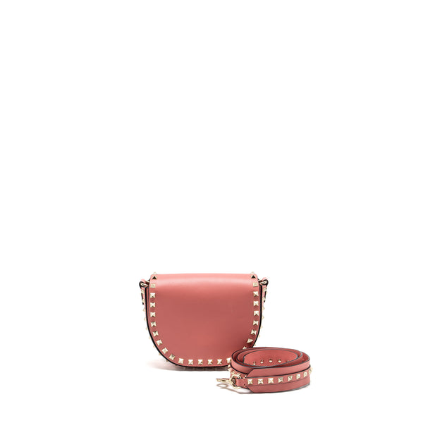 Valentino half moon flap bag calfskin pink LGHW