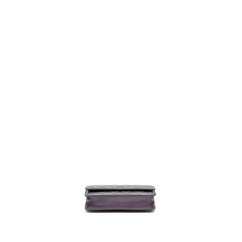 Chanel Classic Wallet On Chain Lambskin Iridescent Purple Ruthenium Hardware
