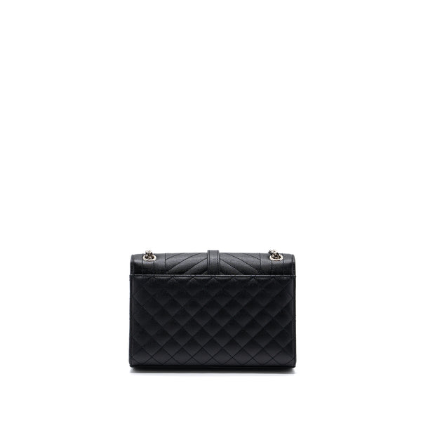 Saint Laurent/YSL Envelope Medium Chain Bag Grained Calfskin Mix Matelasse Black SHW