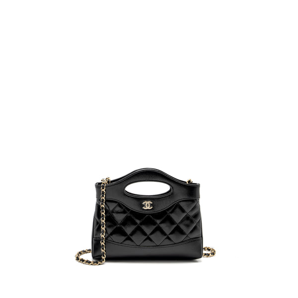 Chanel Mini 31 Clutch with Chain Shiny Calfskin Black LGHW (microchip)