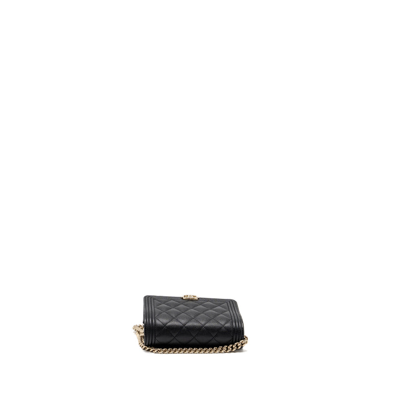 Chanel boy chain clutch caviar black LGHW (microchip)