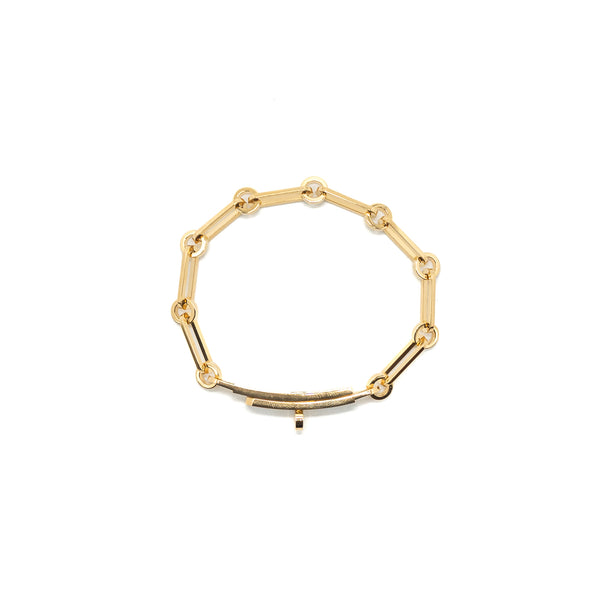 Hermes size XS kelly chaine bracelet, small model yellow gold with diamonds