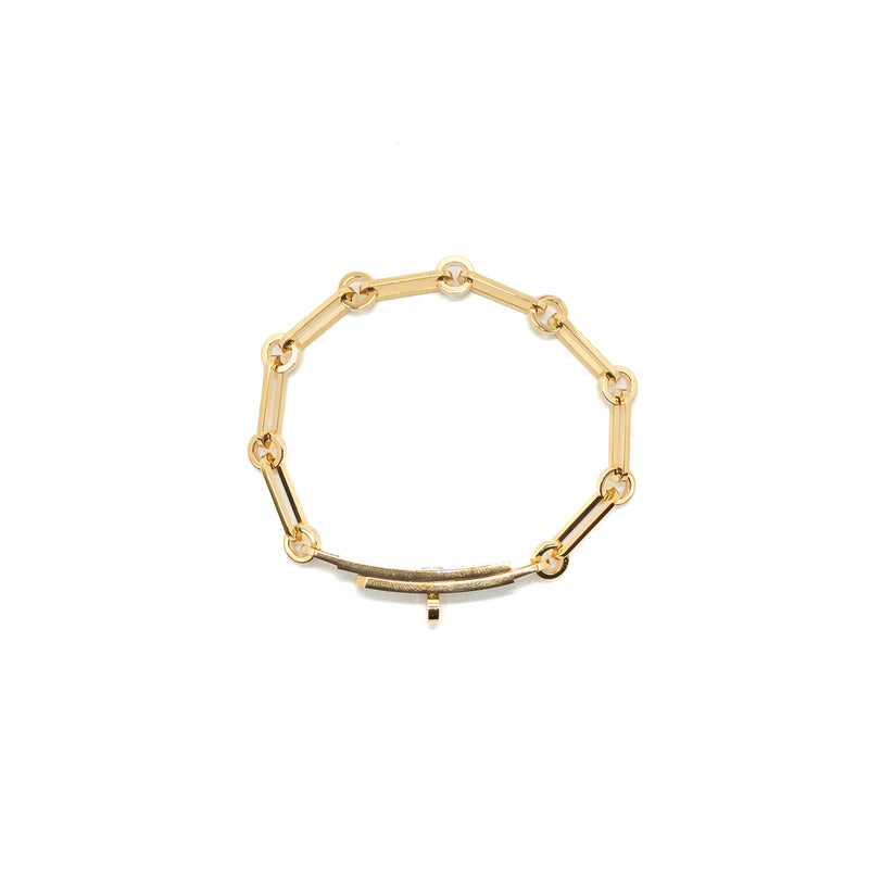 Hermes size XS kelly chaine bracelet, small model yellow gold with diamonds