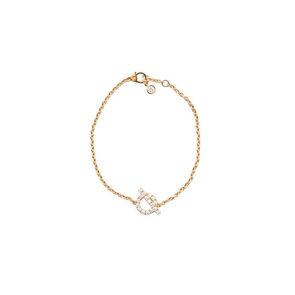 Hermes Size LG Finesse Bracelet Rose Gold With Diamonds