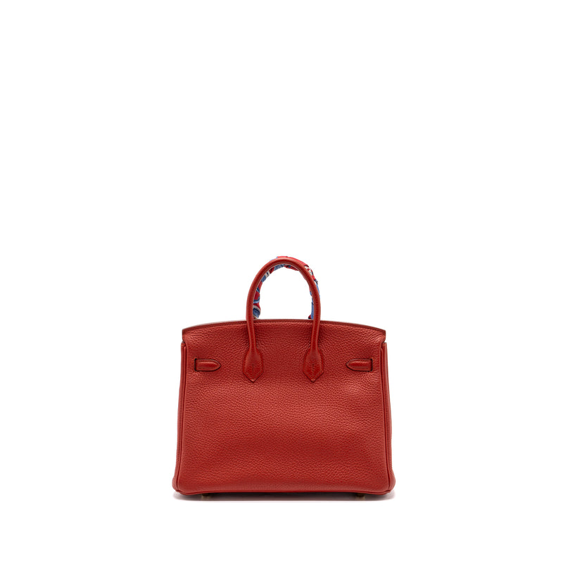 Hermes Birkin 25 Togo 5E Vermillon GHW Stamp Square R