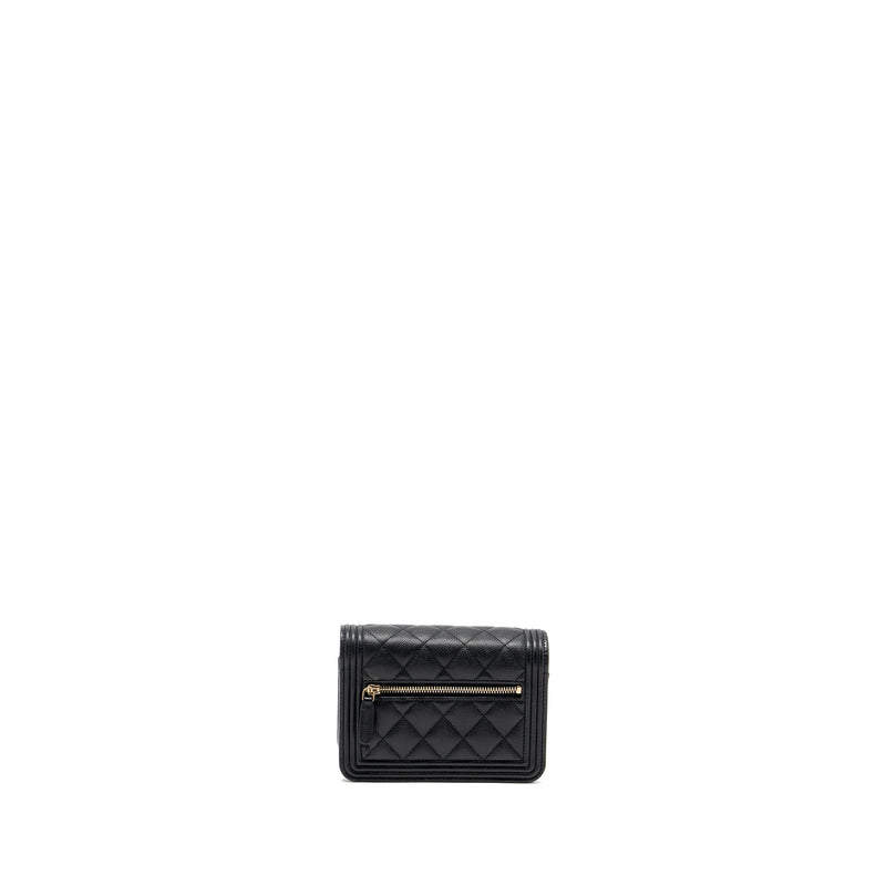 Chanel boy chain clutch caviar black LGHW (microchip)