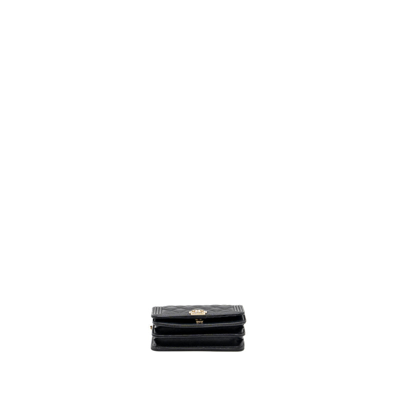 Chanel boy chain clutch caviar black LGHW (microchip)